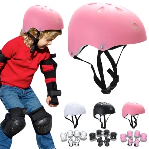 7Pcs/Set Kids Knee Pads Safety Helmet Elbow Pads Guards Protective Gear Set